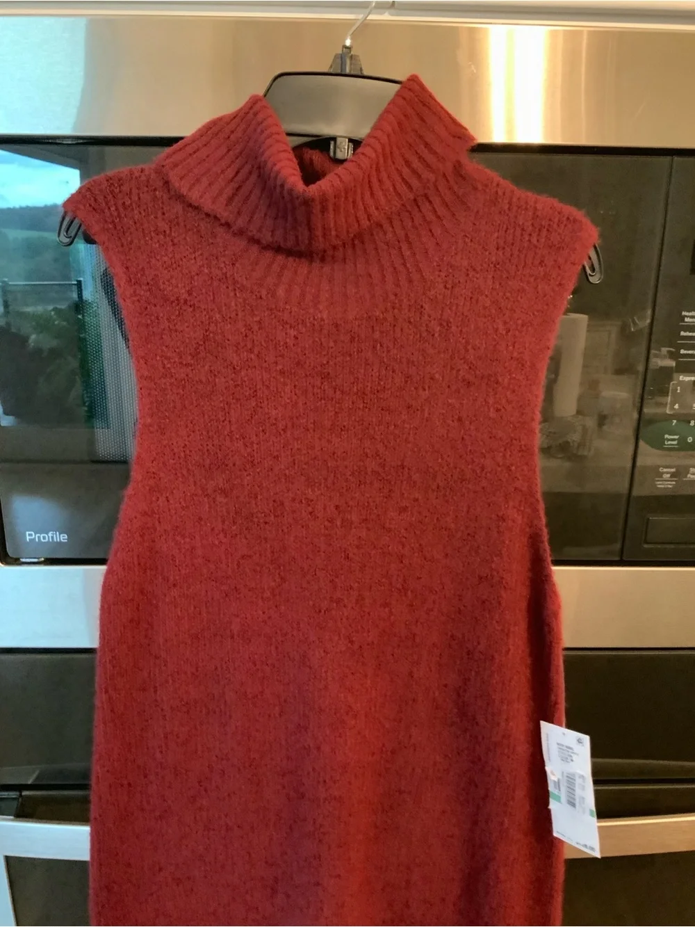 Karen Kane Sleeveless Turtleneck Sweater Midi Dress M Wine Measures for Medium